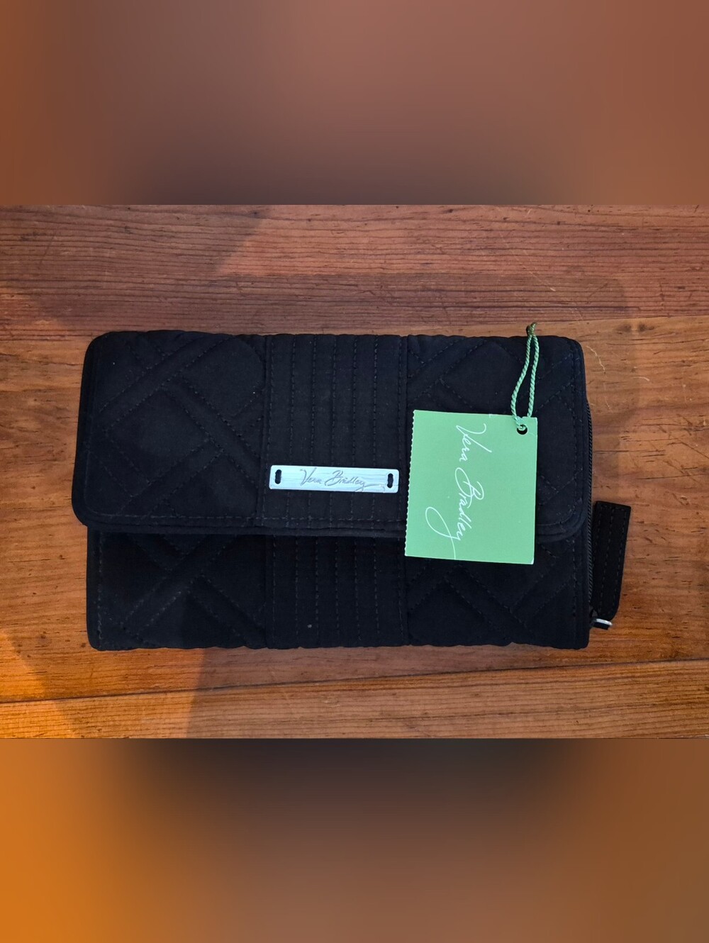 Vera Bradley New Black Quilted Wristlet Wallet
